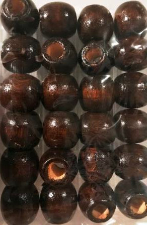 Dark Brown wooden barrel hair beads