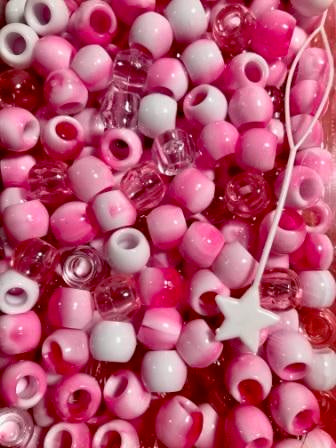 160PK Medium Pink Tie Dye Hair Beads