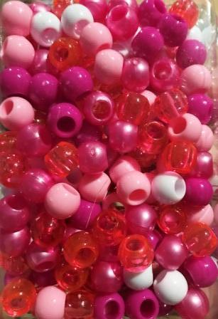 150pk Pinks, Purple, White, and Clear Medium Hair Beads with Sheen
