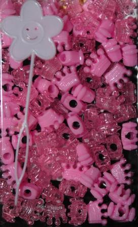 Pink Crown Hair Beads