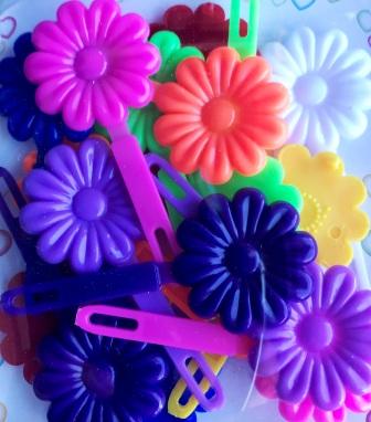 Primary Color Flower Barrettes