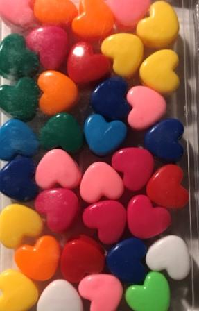 Primary color heart hair beads