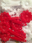 Red and White large Daisy Barrettes