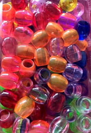 Multi color translucent barrel hair beads