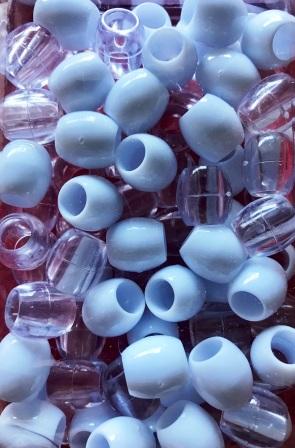 Clear and white barrel hair beads'