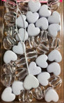 White and clear heart hair beads
