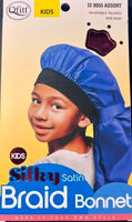 kids silky satin braid bonnet