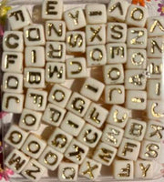 Alphabet hair beads in white