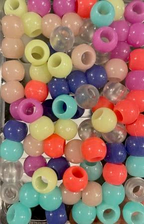 170PK Medium Chubby Clear Hair Beads