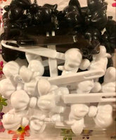 black and white bow barettes