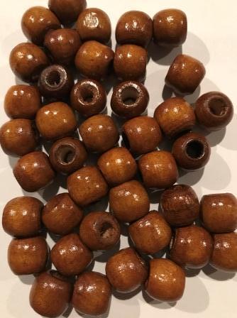 Brown Natural Wooden Hair Beads