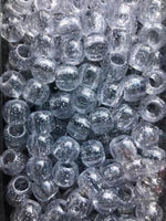 170pk Medium Clear Chubby Glitter Hair Beads