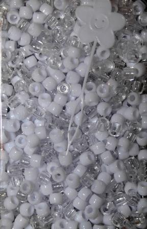 Clear & White Hair Beads - 800 Pack