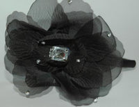 Flower Headband with Gem - Black
