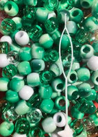 green tie die hair beads