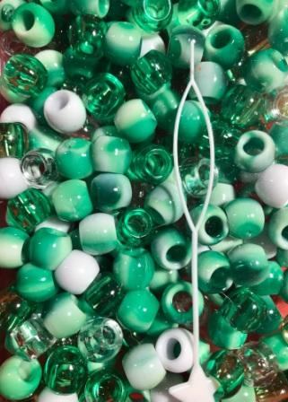 green tie die hair beads
