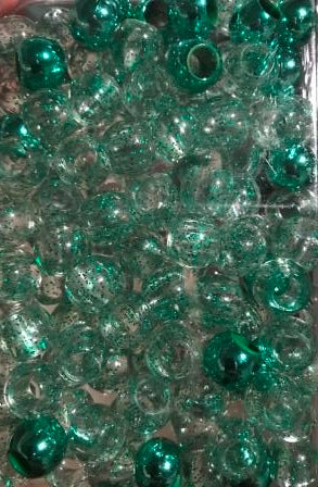 Medium Chubby Green and Glitter Hair Beads