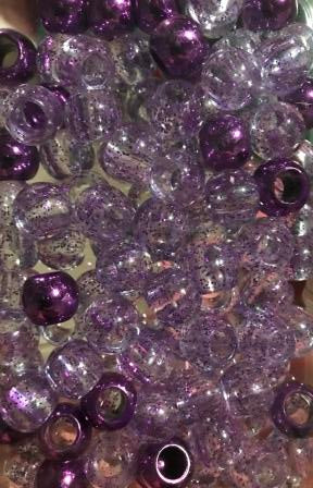 medium chubby purple and glitter hair beads