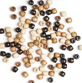 Medium Earthtones Wooden Hair Beads