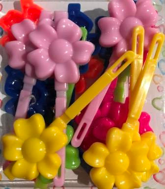 Multi color snap flower barrettes for kids