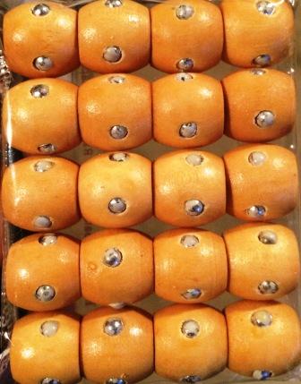 Light Wooden Hair Beads with Stones (2pk)