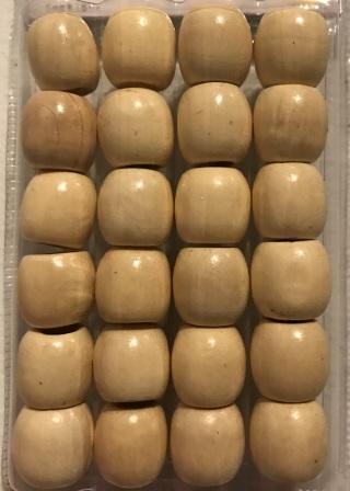 Natural Wooden Barrel Hair Beads (2 Packs)