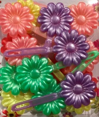 Neon flower hair barrettes