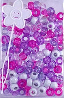 800pk Purple, Pink, White, & Clear Hair Beads