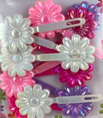 Pinks and Purple Flower Kids Barrettes with Sheen
