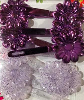 Purple and purple glitter snap barrettes