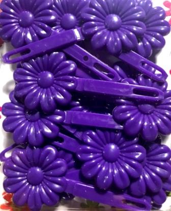 purple flower barrettes
