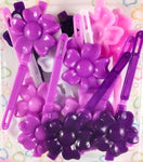 Purples and white flower barrettes for kids