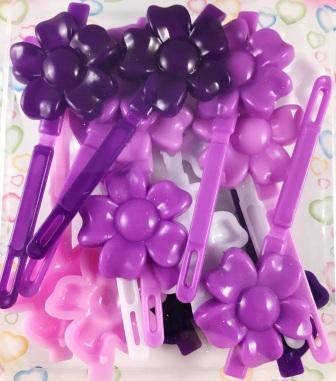Purples and white flower barrettes for kids