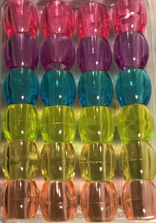 Rainbow translucent barrel hair beads