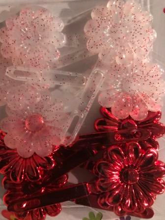 Red and Red Glitter Snap Barrettes