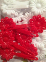 Red and White large Daisy Barrettes