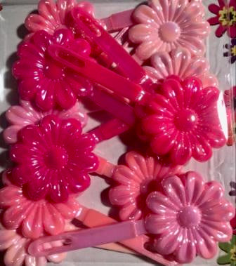 Shades of Pink Flower Kids Barrettes with Sheen