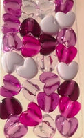 Shades of purple heart hair beads