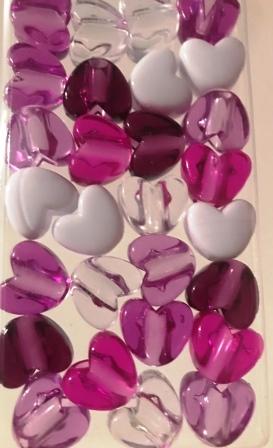 Shades of purple heart hair beads