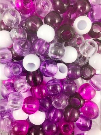 170PK Medium Chubby Shades of Pink and White Hair Beads