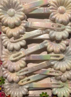 White flower barrettes with shean