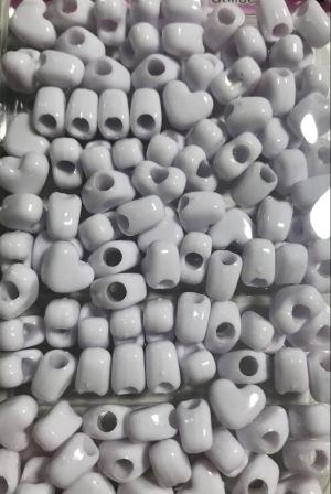 White heart hari beads