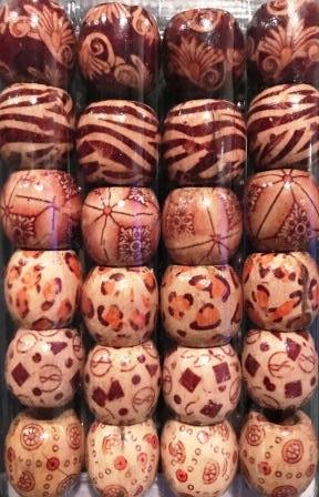 Decorative Wooden Barrel Hair Beads