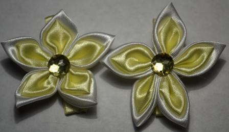 Yellow Star Flower Hair Clips with Gem (Qty 2)