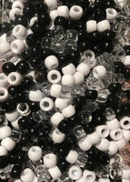800pk Small Black, White, Clear hair beads
