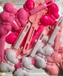 Pink and White butterfly barrettes