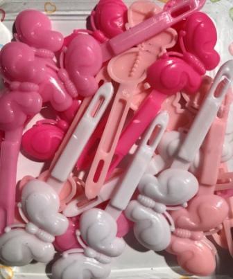 Pink and White butterfly barrettes