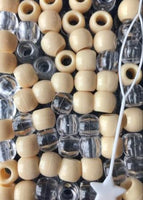 cream and clear medium ahir beads