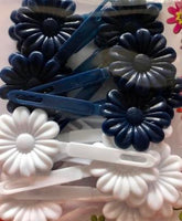 Dark Blue and White Kids snap barrettes