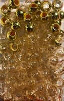 gold and gold glitter medium chubby hair beads